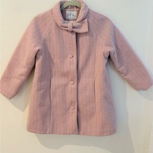 Classic Bow-Accent Pink Girls' Pea Coat